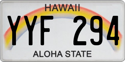 HI license plate YYF294