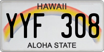 HI license plate YYF308