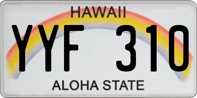 HI license plate YYF310
