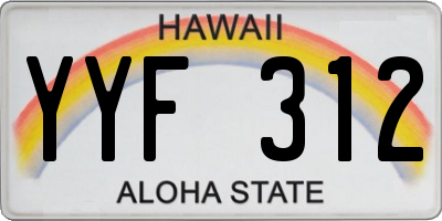 HI license plate YYF312