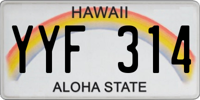 HI license plate YYF314