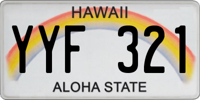 HI license plate YYF321