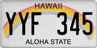 HI license plate YYF345