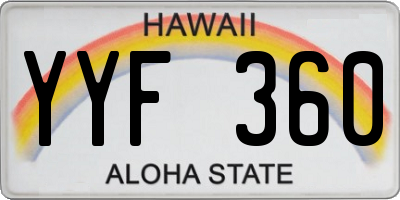 HI license plate YYF360