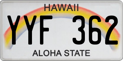 HI license plate YYF362