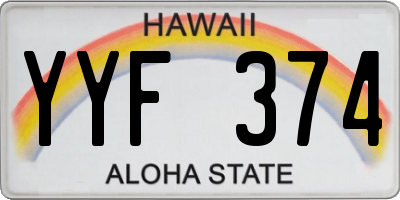HI license plate YYF374