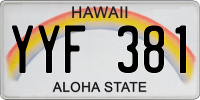 HI license plate YYF381