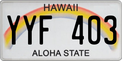 HI license plate YYF403