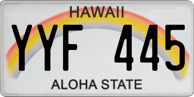 HI license plate YYF445