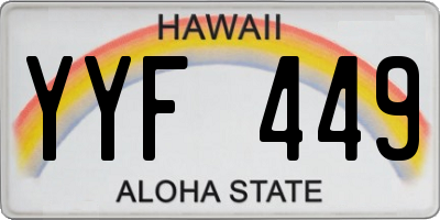 HI license plate YYF449