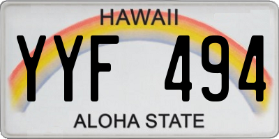 HI license plate YYF494