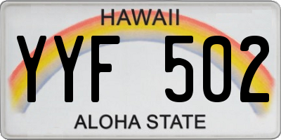 HI license plate YYF502
