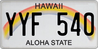 HI license plate YYF540