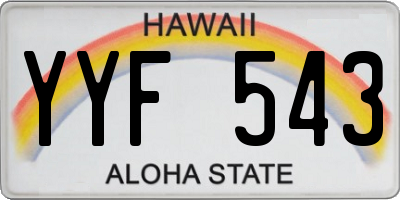 HI license plate YYF543