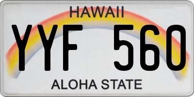 HI license plate YYF560