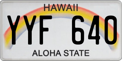 HI license plate YYF640