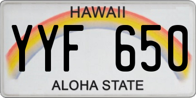HI license plate YYF650