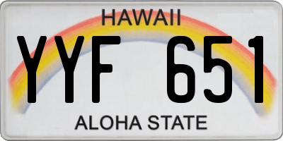HI license plate YYF651