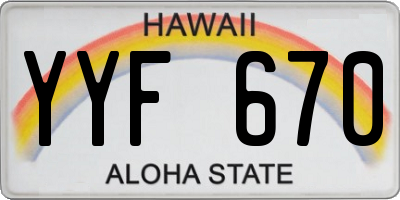 HI license plate YYF670