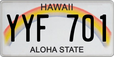HI license plate YYF701