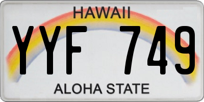 HI license plate YYF749