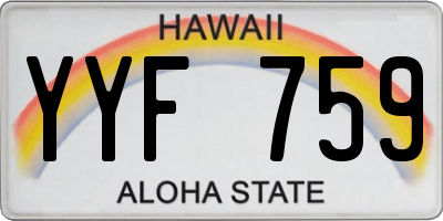 HI license plate YYF759