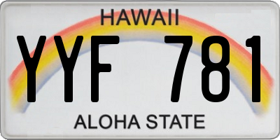 HI license plate YYF781