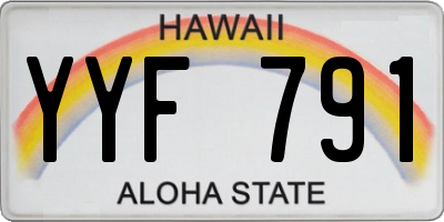 HI license plate YYF791