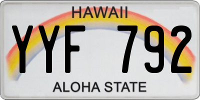 HI license plate YYF792