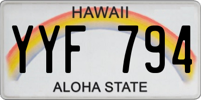 HI license plate YYF794