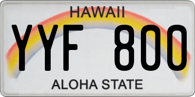 HI license plate YYF800