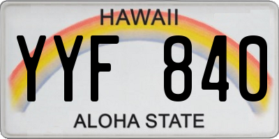 HI license plate YYF840
