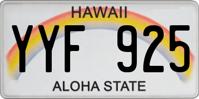 HI license plate YYF925