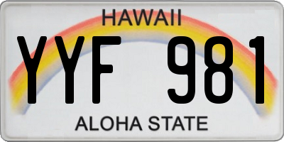HI license plate YYF981