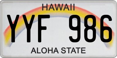 HI license plate YYF986