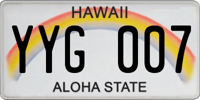 HI license plate YYG007