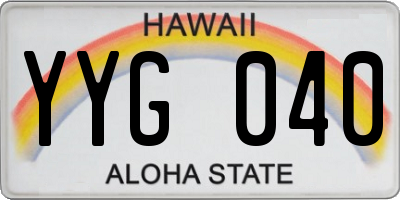 HI license plate YYG040