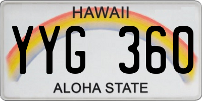 HI license plate YYG360