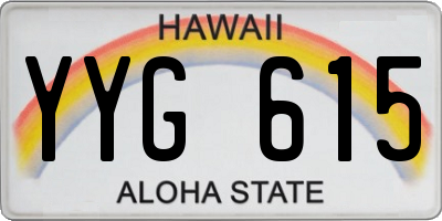 HI license plate YYG615