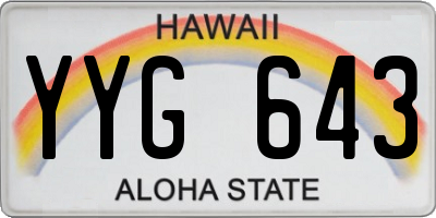 HI license plate YYG643