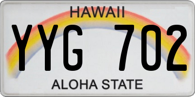HI license plate YYG702