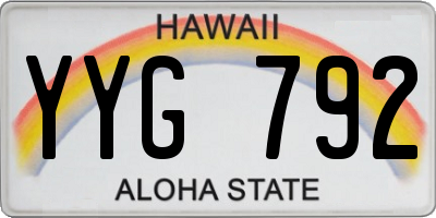 HI license plate YYG792