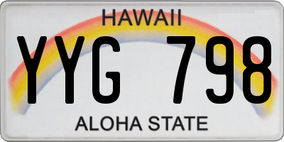 HI license plate YYG798