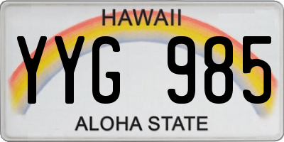 HI license plate YYG985