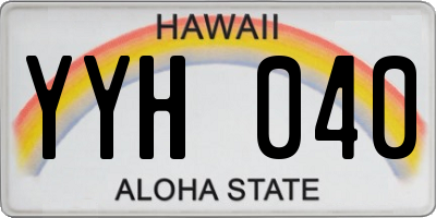 HI license plate YYH040