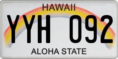 HI license plate YYH092