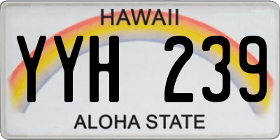 HI license plate YYH239