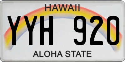 HI license plate YYH920
