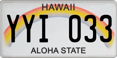 HI license plate YYI033