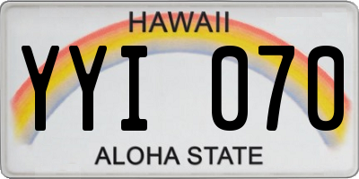 HI license plate YYI070